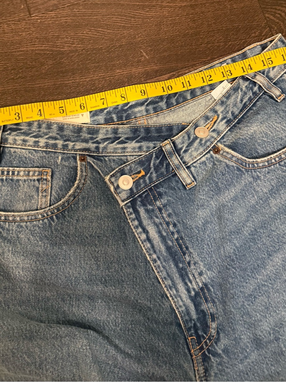 ZARA TRF High-Waist CROSSOVER WAIST Wide-Leg Jeans - Mid Blue - Picture 7 of 8